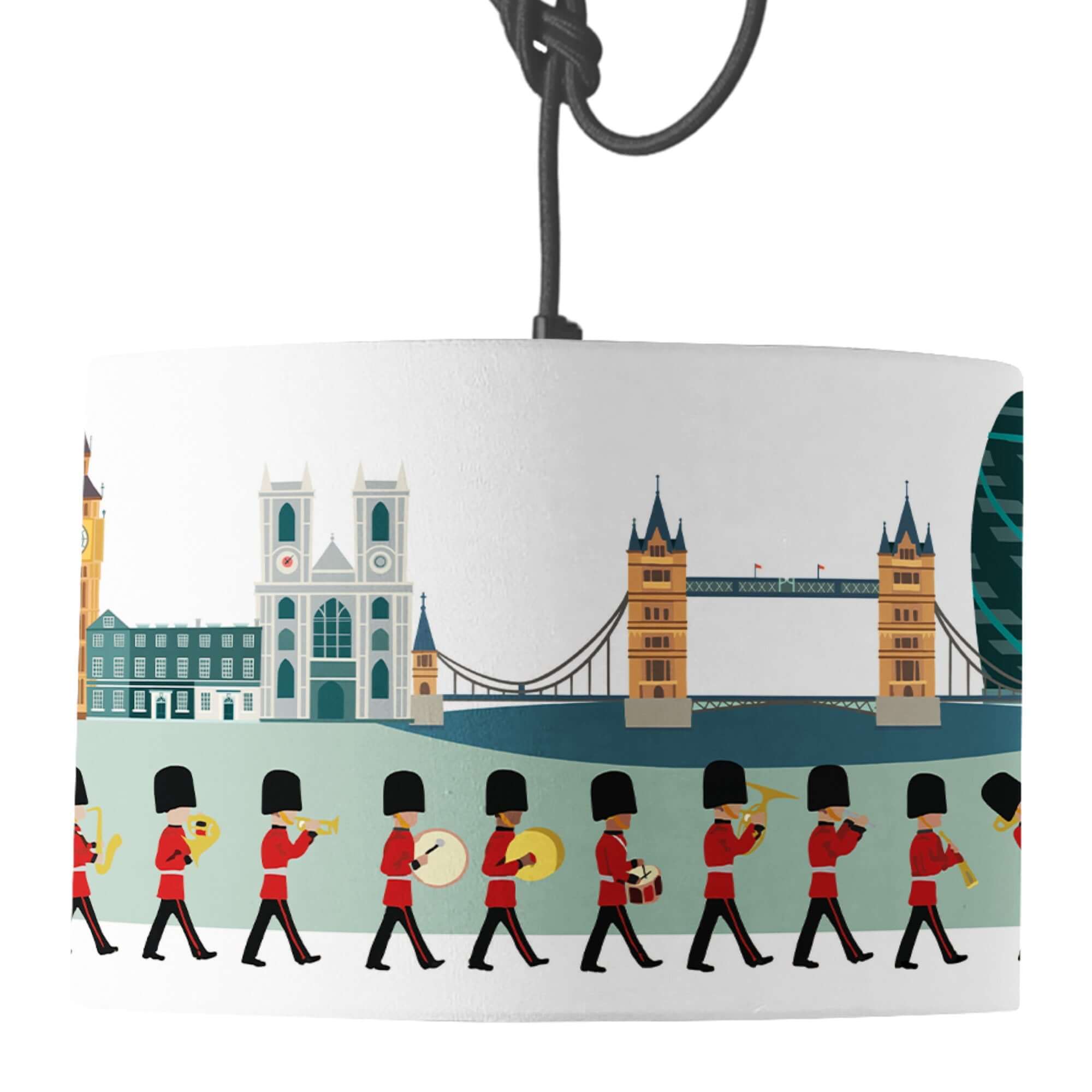 Changing of the Guard London Skyline Lamp Shade lampshade Mustard and Gray Ltd Shropshire UK