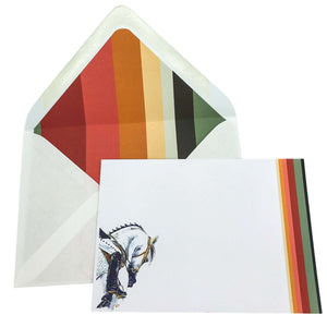 Horse Stripe Notecard Set with Lined Envelopes
