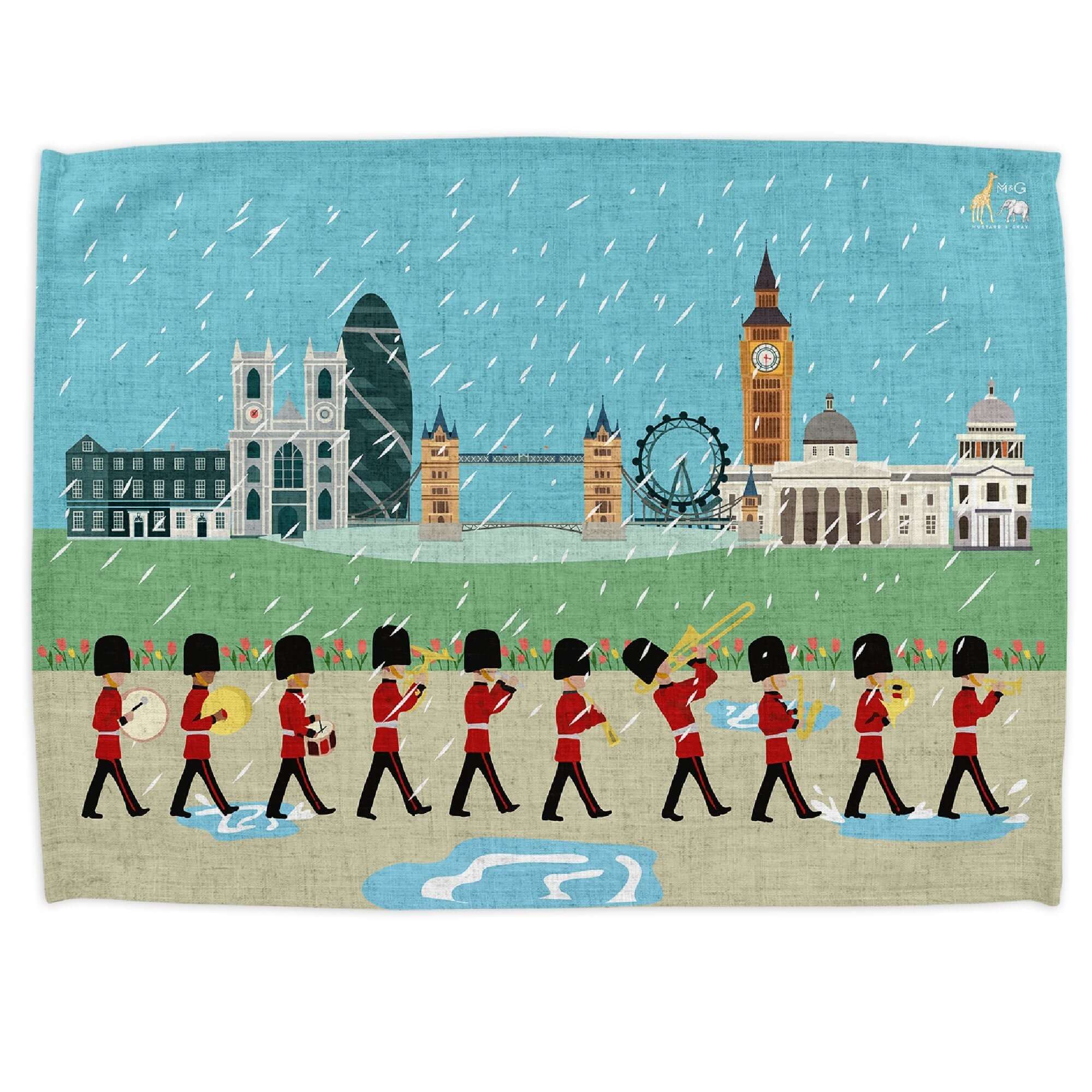 London Seasons Spring Tea Towel Tea Towels Mustard and Gray Ltd Shropshire UK