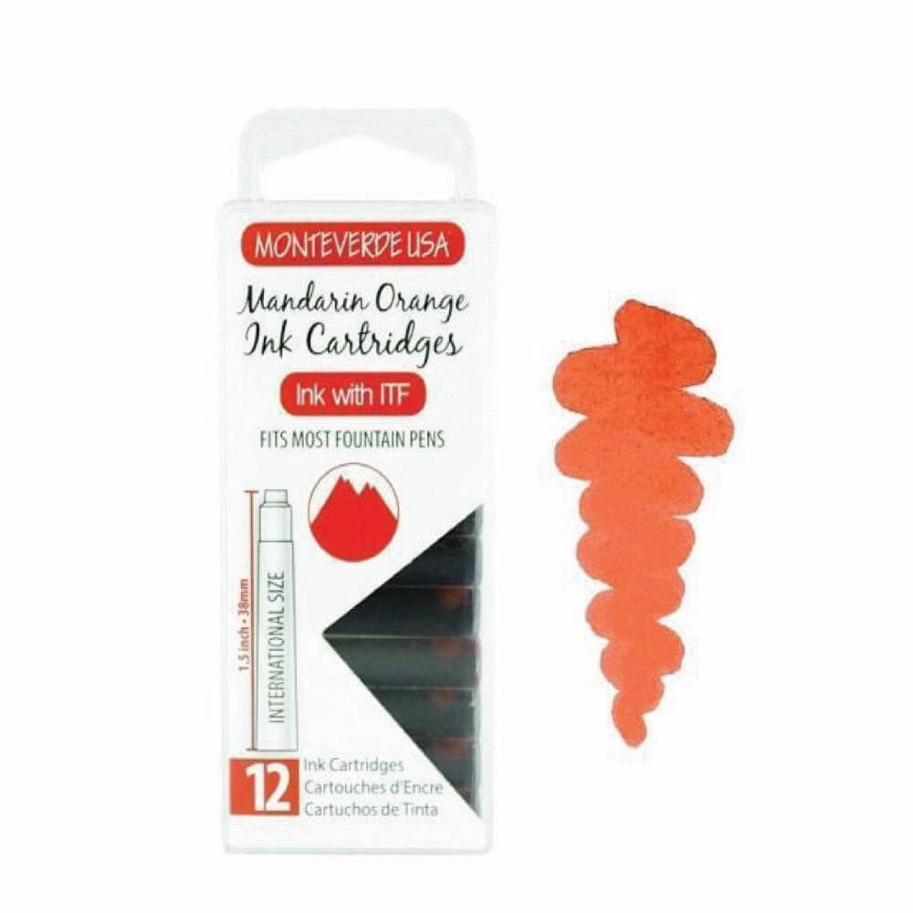 Monteverde Ink Cartridges - 12 Mandarin Orange Ink Mustard and Gray Ltd Shropshire UK