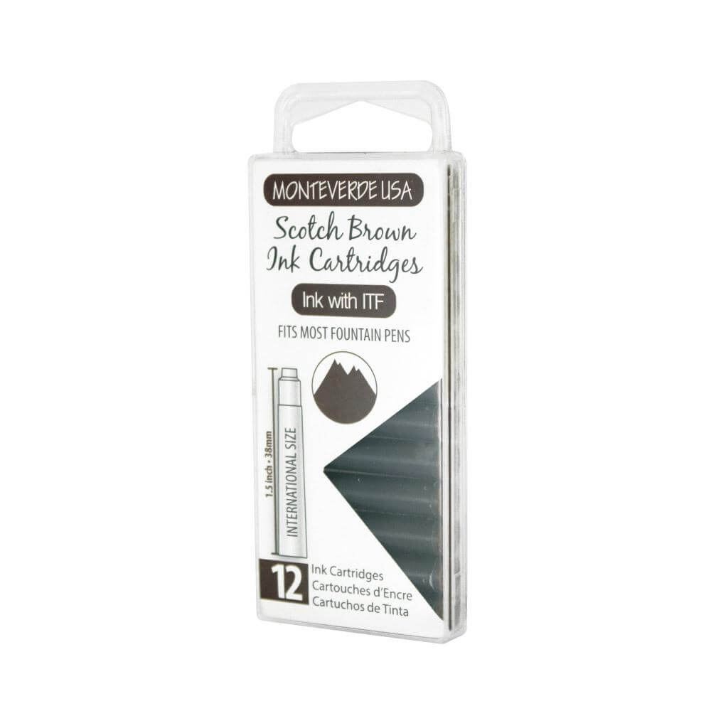 Monteverde Ink Cartridges - 12 Scotch Brown Ink Mustard and Gray Ltd Shropshire UK