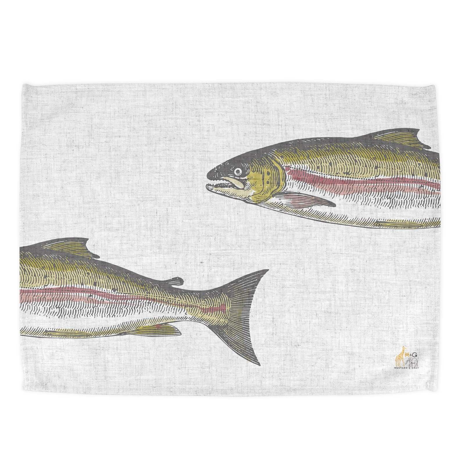 Severn Salmon Tea Towel Tea Towels Mustard and Gray Ltd Shropshire UK