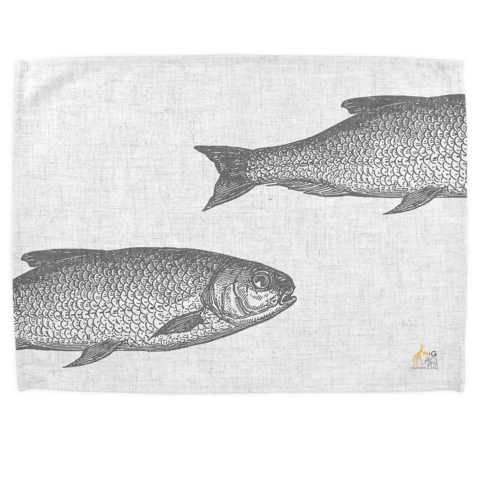 Ticklerton Tench Tea Towel Tea Towels Mustard and Gray Ltd Shropshire UK