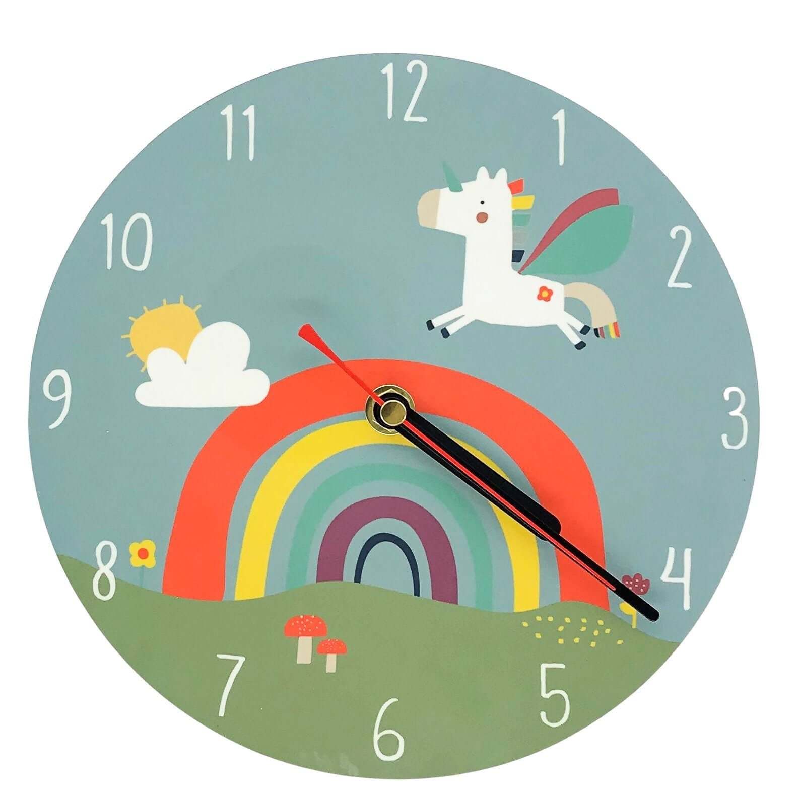 Unicorn Rainbow Clock Clock Mustard and Gray Ltd Shropshire UK