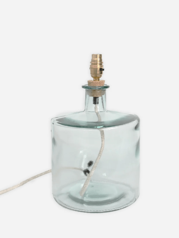 32cm Recycled Glass Table Lamp with Brass Fittings - Mustard and Gray Ltd
