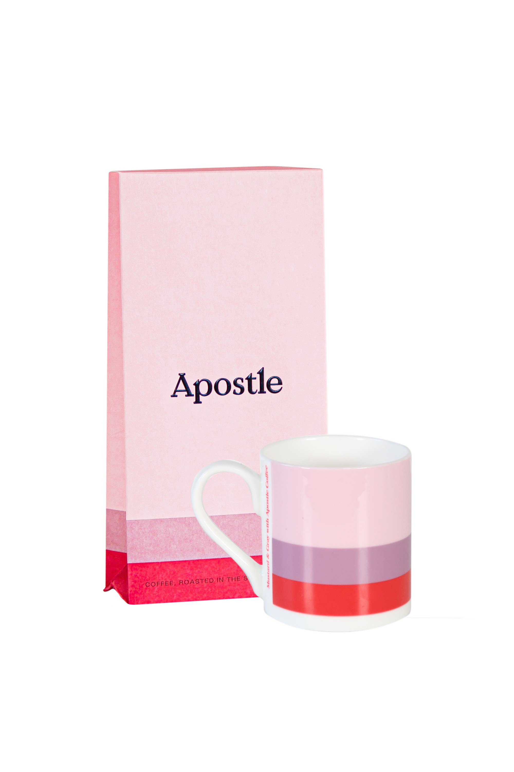 Apostle Coffee 225g Box & Mustard & Gray Shropshire Hills Mug (Red)