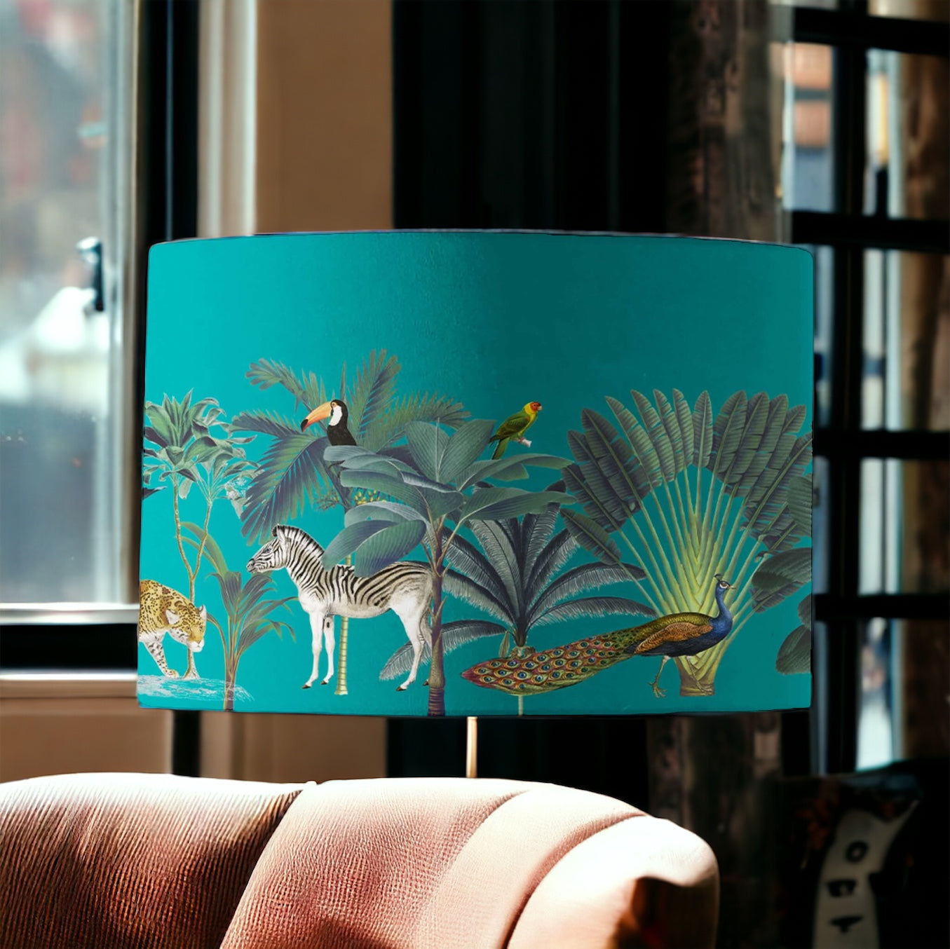 Darwin's Menagerie Turquoise Lamp Shade