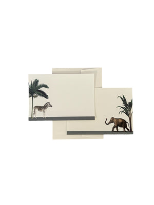 Darwin's Menagerie "Hasty Elephant Placid Zebra" Notecard Set with Laid Envelopes