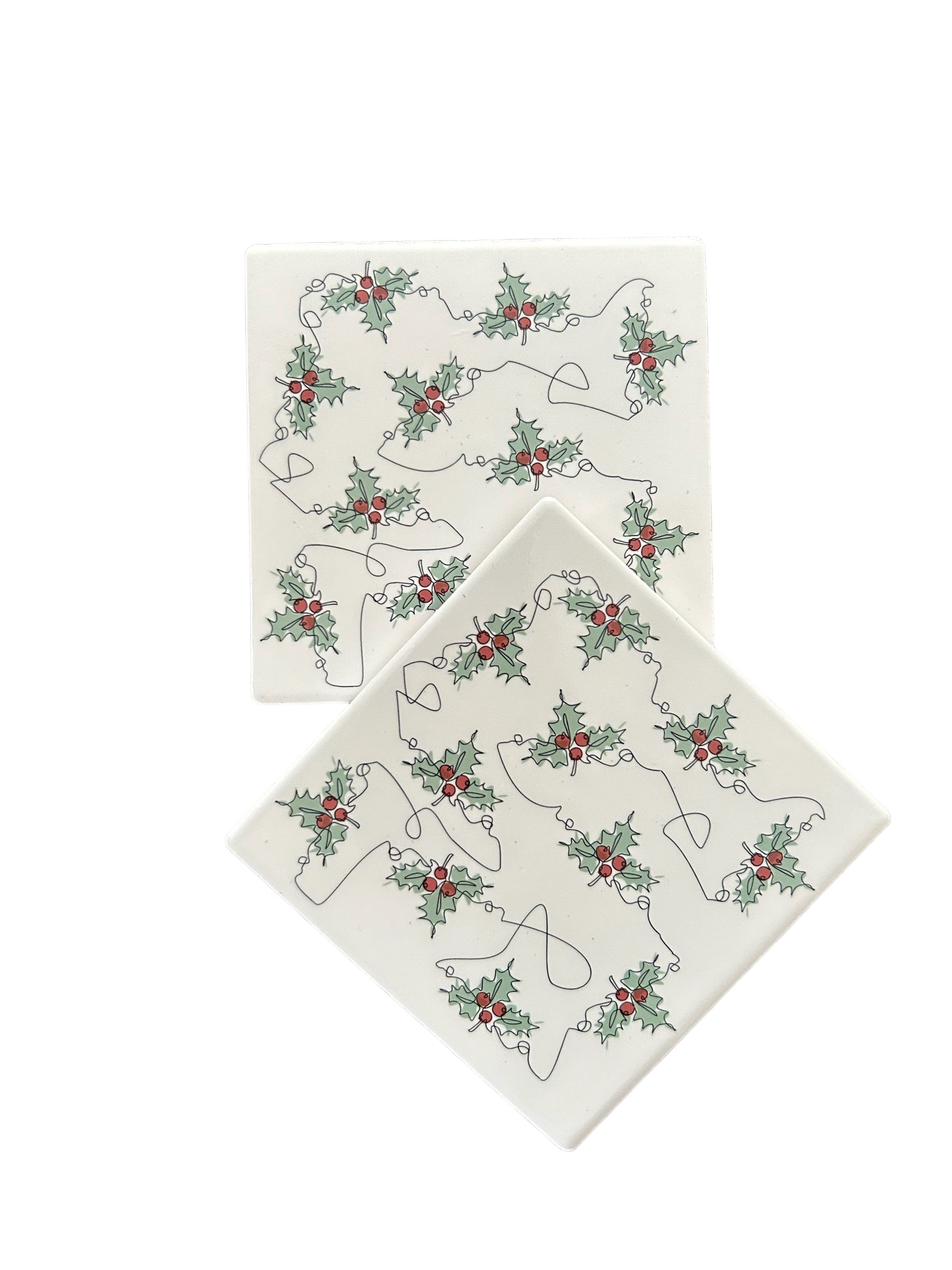 Ink and Hue Holly Ceramic Coasters (set of 4)