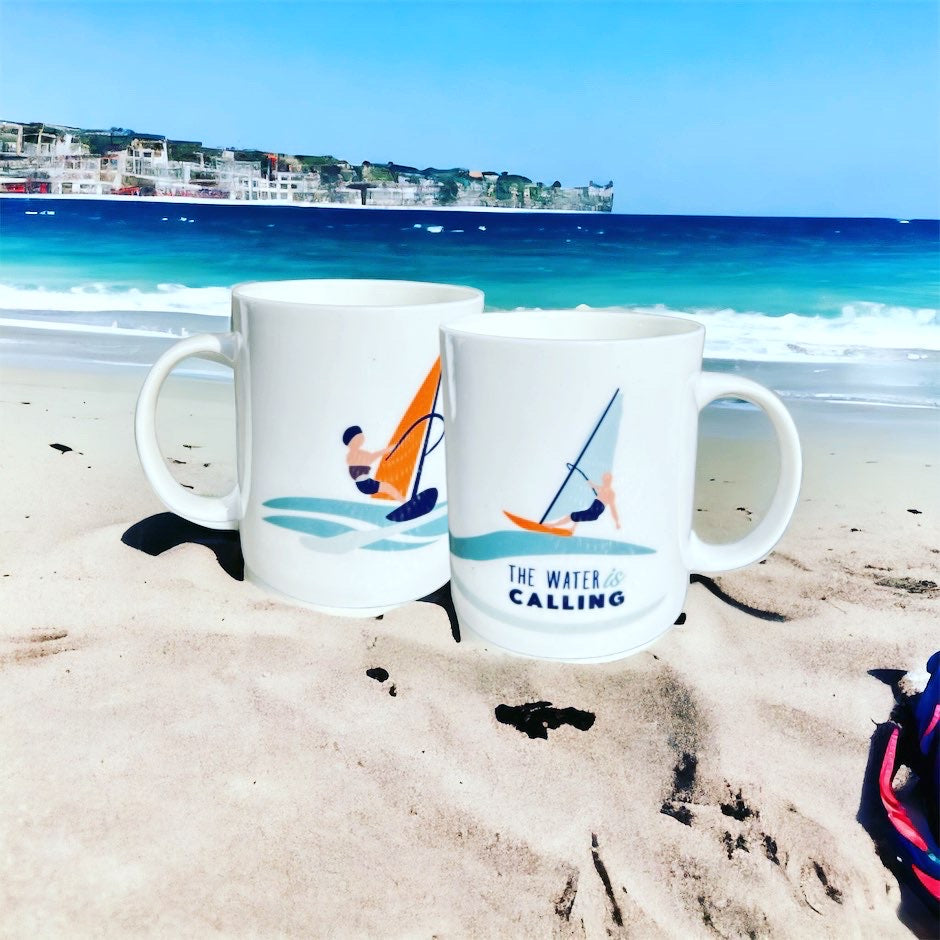 The Water is Calling Wind Surfing Mug