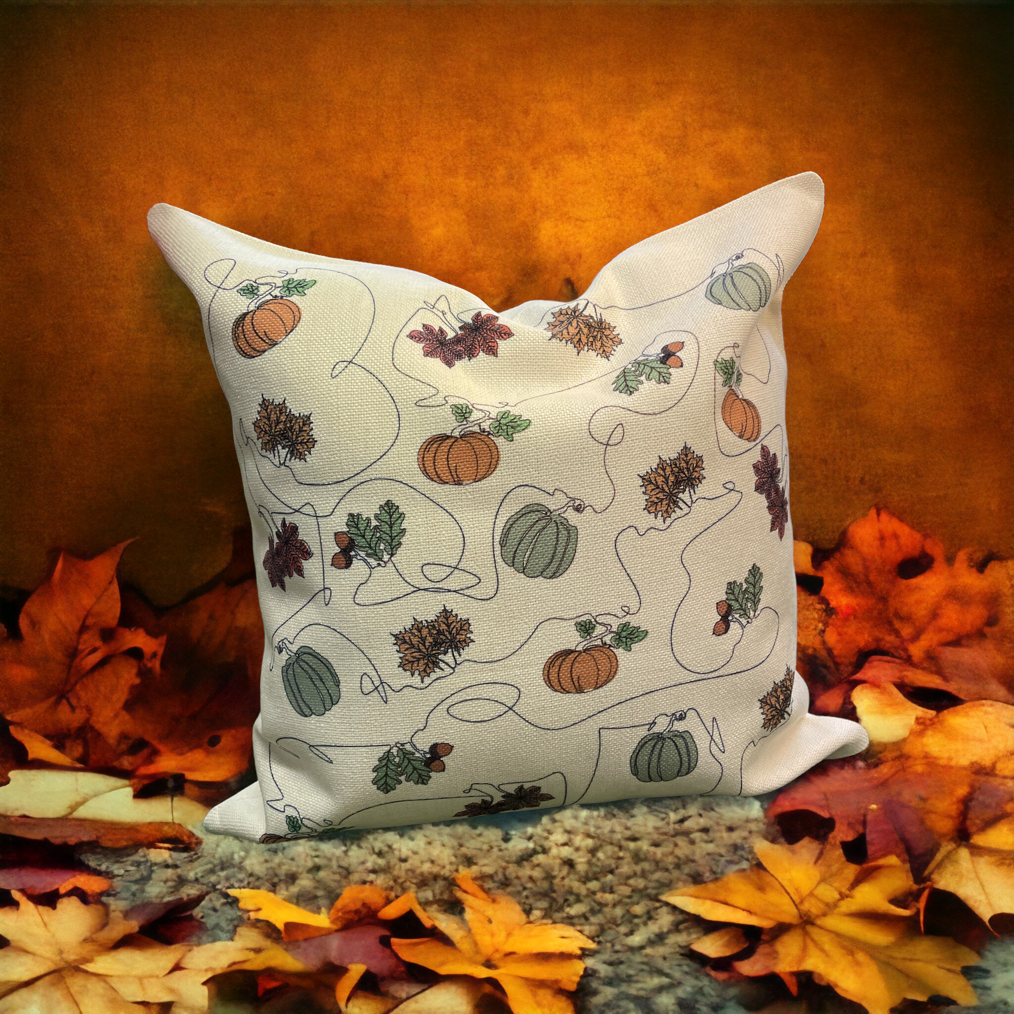 Ink and Hue  - Autumn Cushion