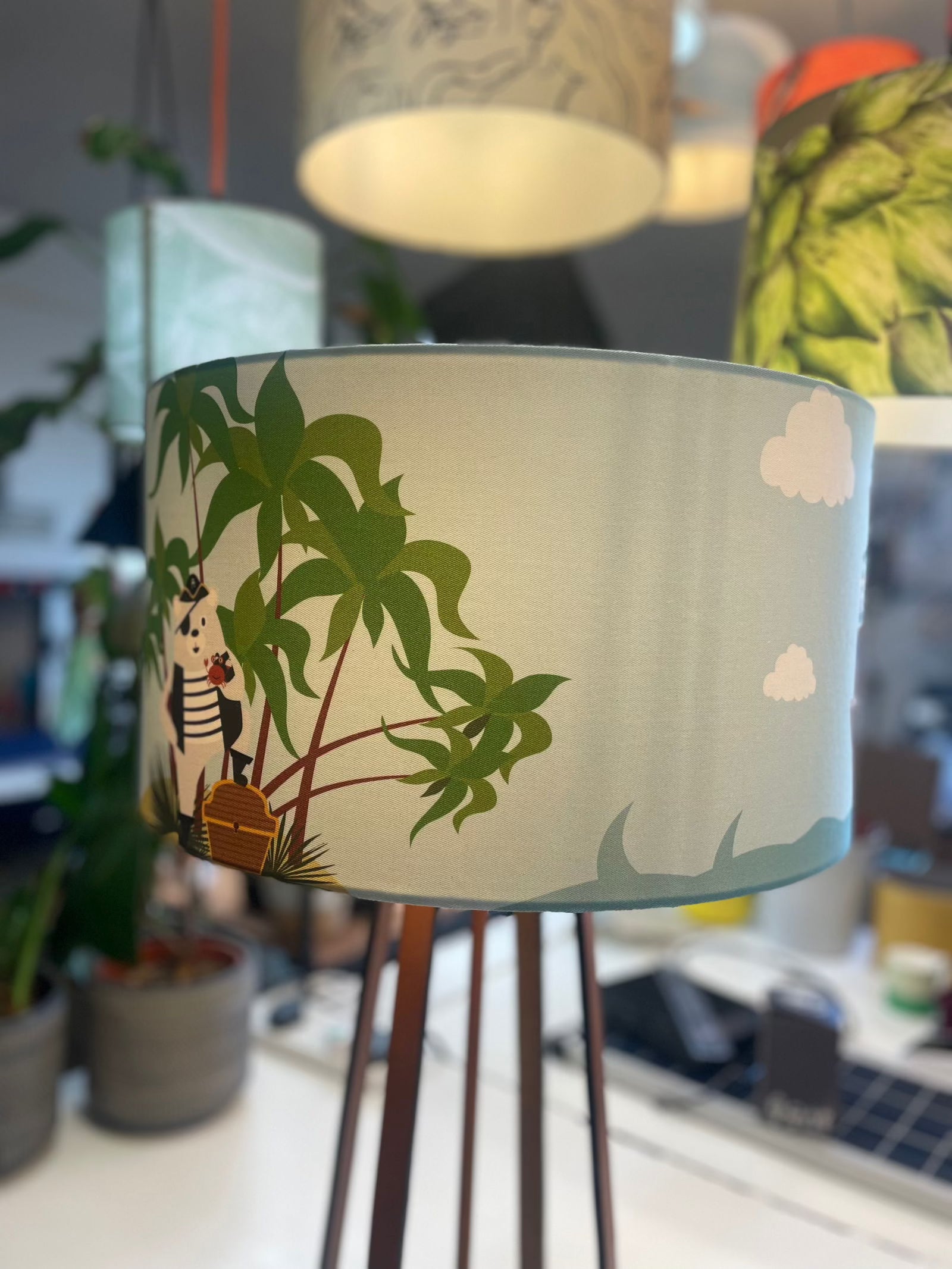 Pirate Theme Drum lampshade - Mustard and Gray Ltd