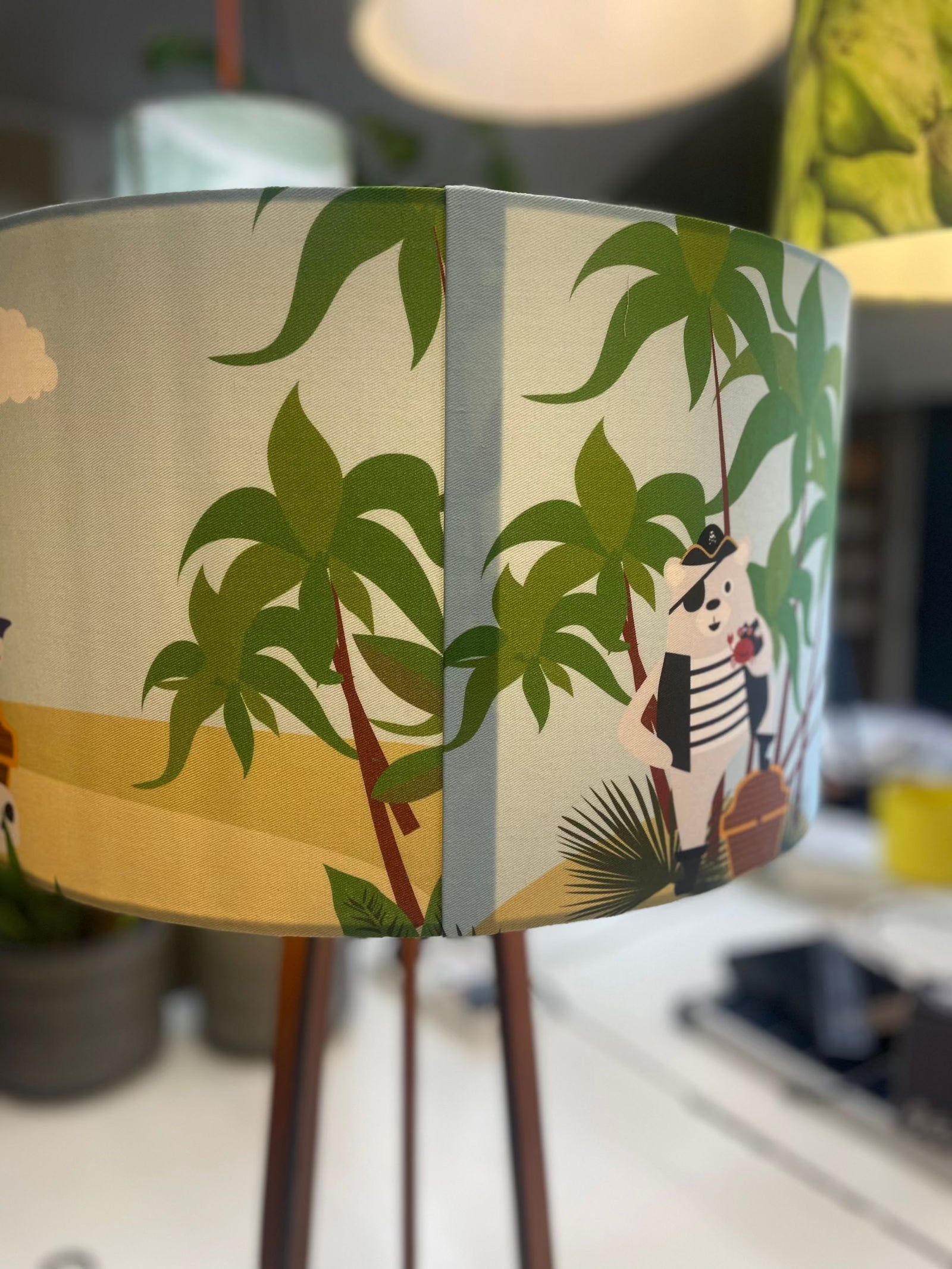 Pirate Theme Drum lampshade - Mustard and Gray Ltd