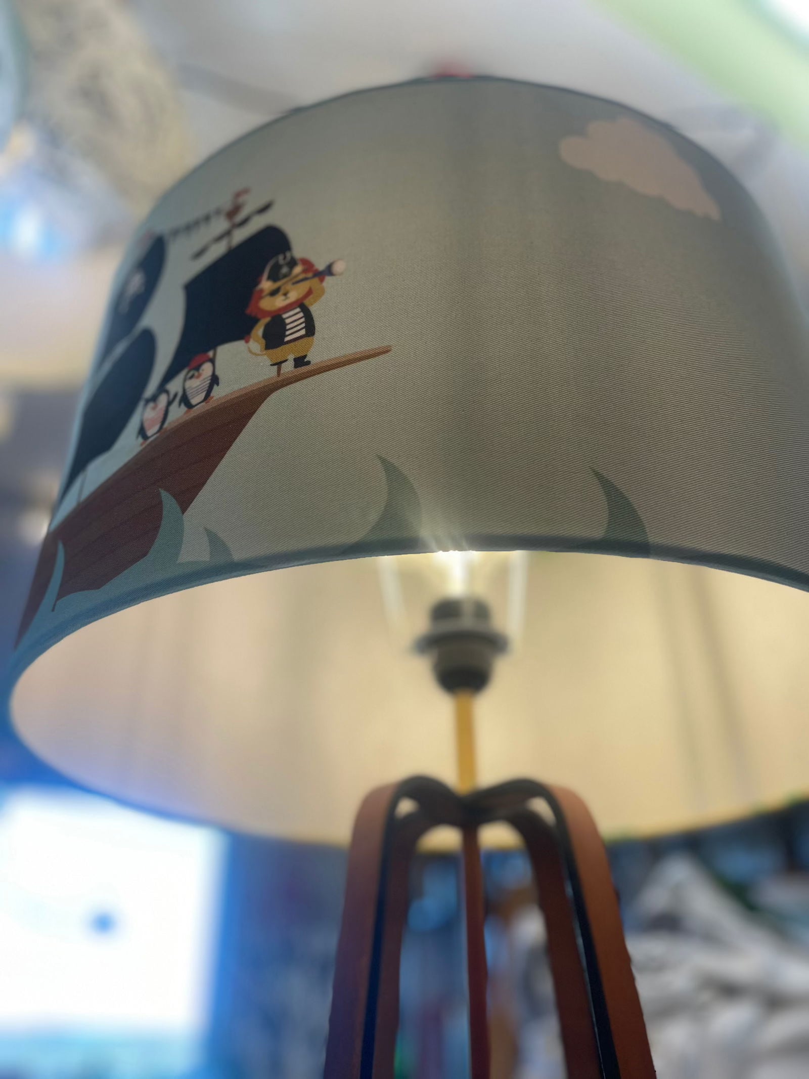 Pirate Theme Drum lampshade - Mustard and Gray Ltd