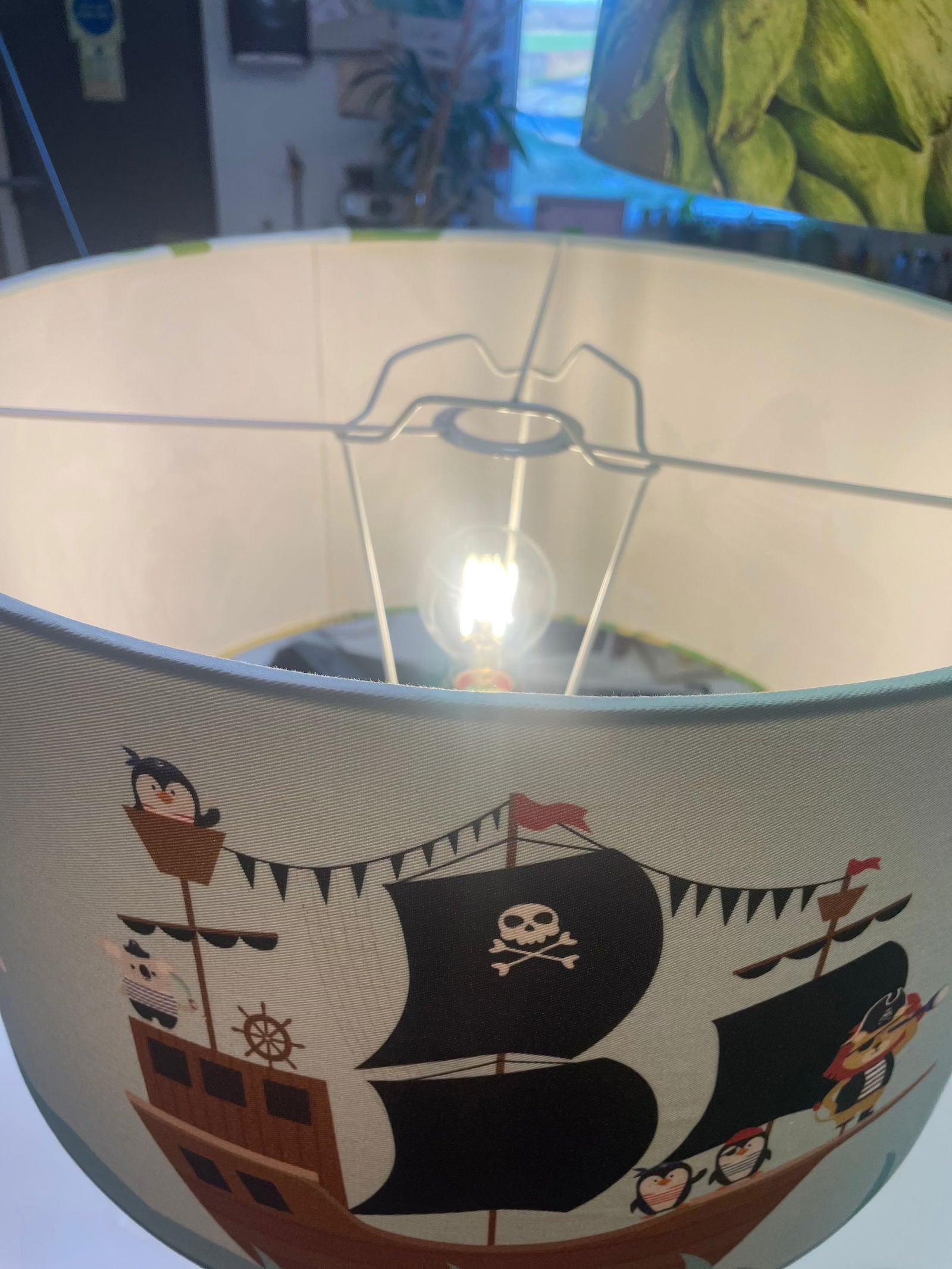 Pirate Theme Drum lampshade - Mustard and Gray Ltd