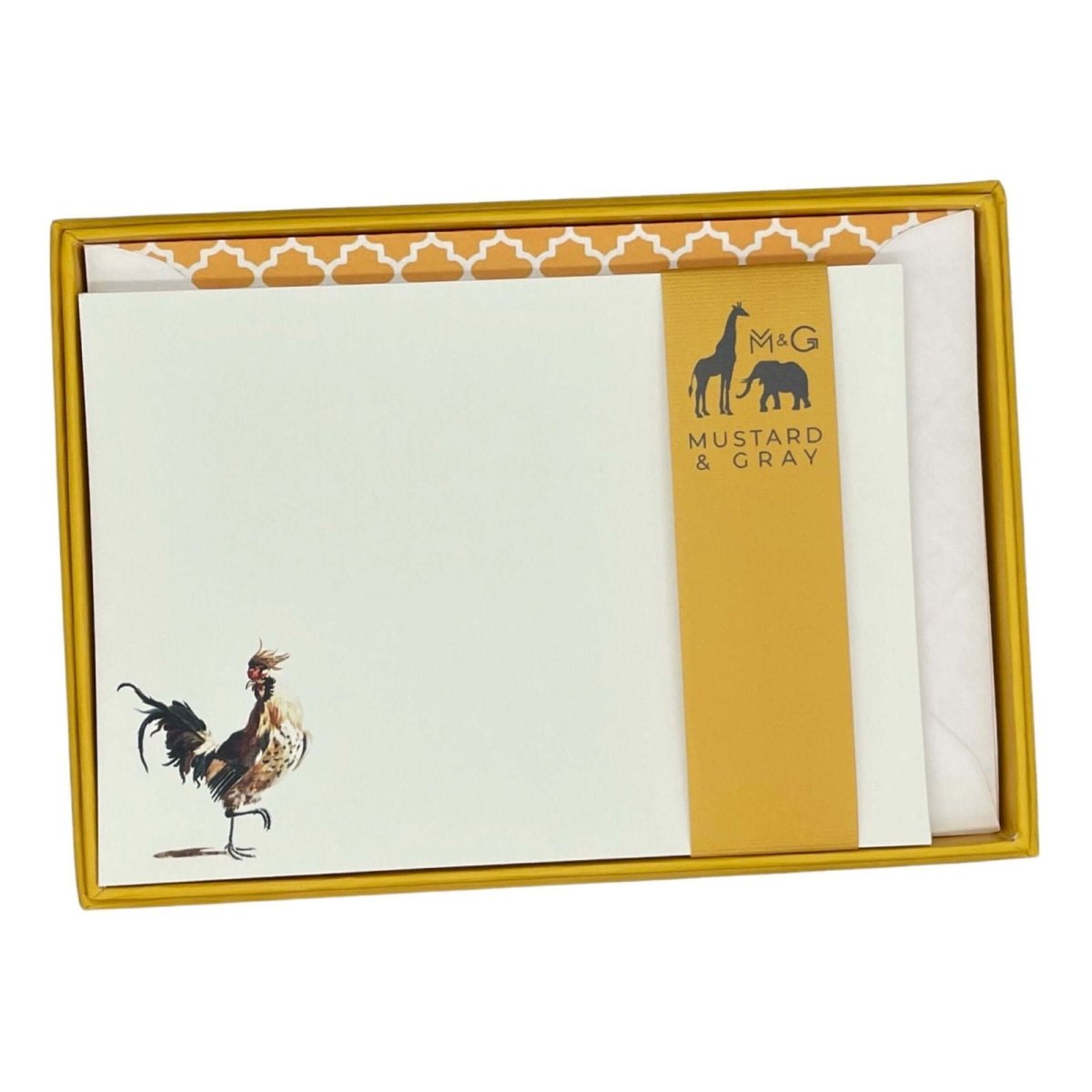 A Very Game Bird Notecard Set with Lined Envelopes - Mustard and Gray Ltd