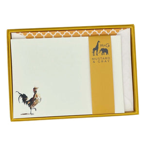 A Very Game Bird Notecard Set with Lined Envelopes - Mustard and Gray Ltd