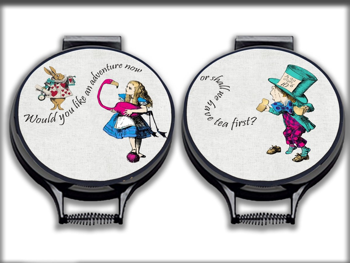 Alice in Wonderland Circular Hob Covers - Mustard and Gray Ltd