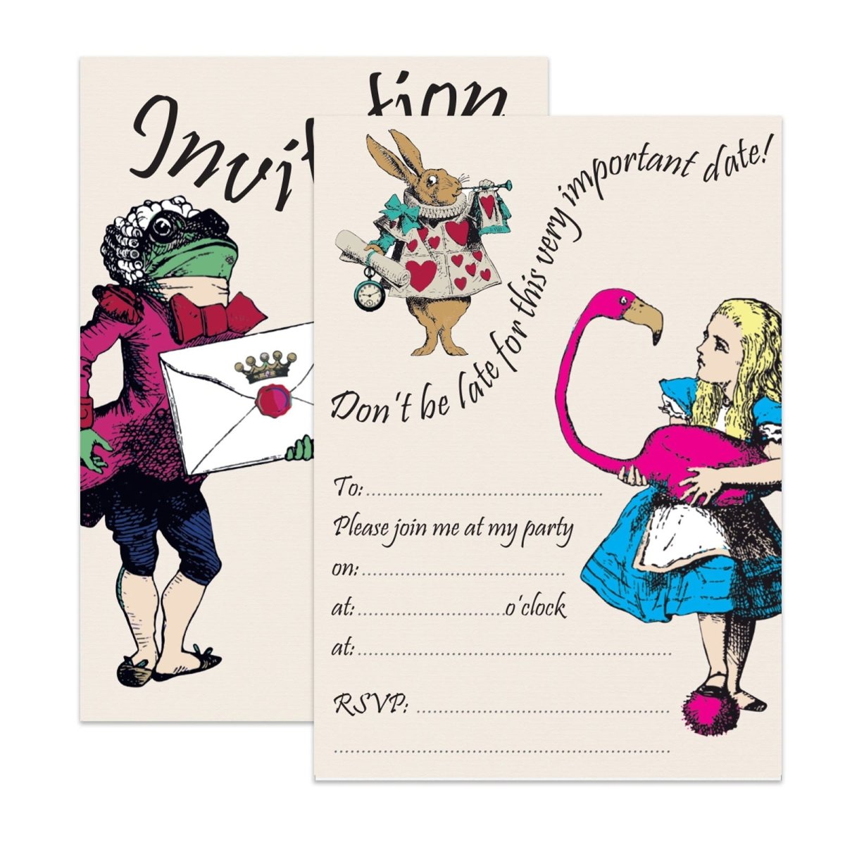 Alice in Wonderland Party Invitations - Mustard and Gray Ltd