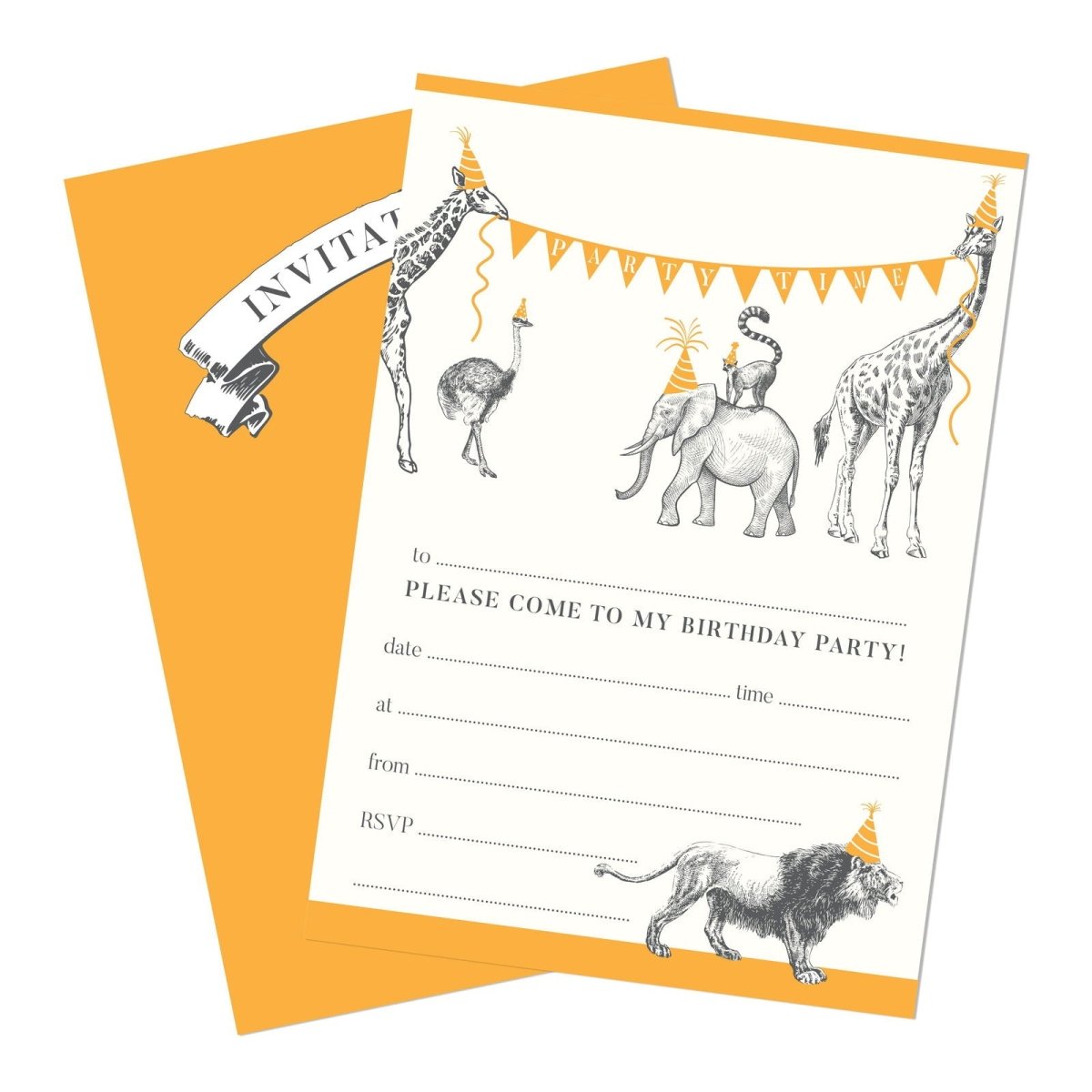 Animal Parade Party Invitations - Mustard and Gray Ltd