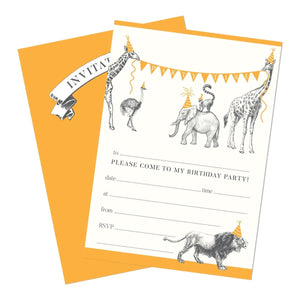 Animal Parade Party Invitations - Mustard and Gray Ltd