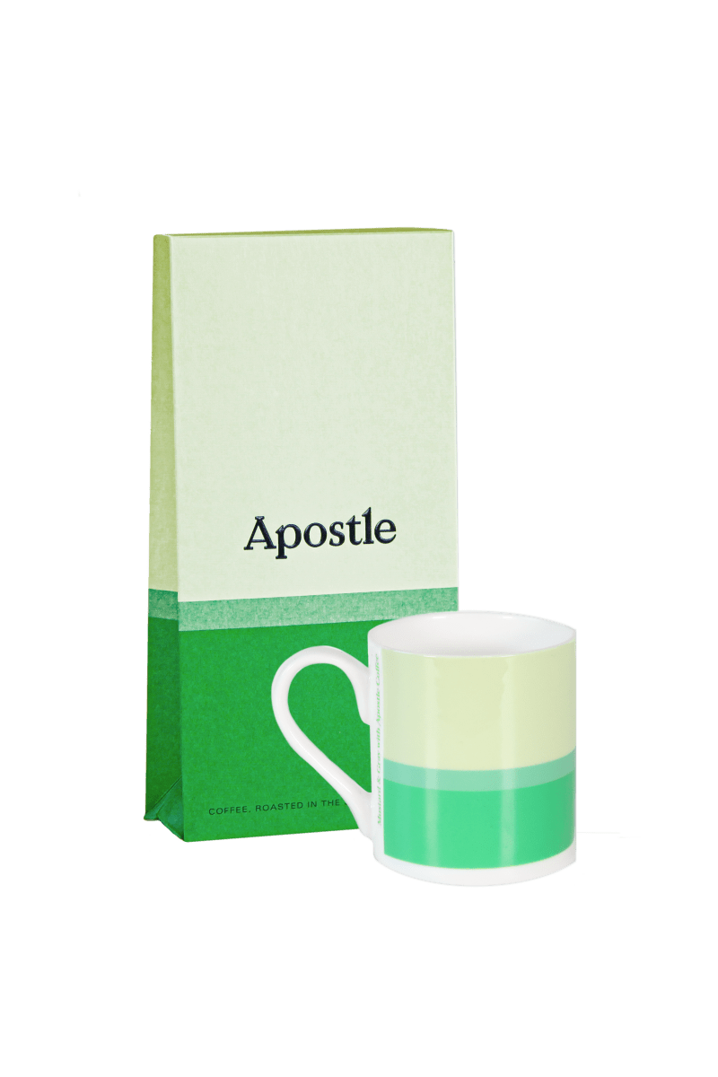 Apostle Coffee 225g Box & Mustard & Gray Shropshire Hills Mug (Green) - Mustard and Gray Ltd