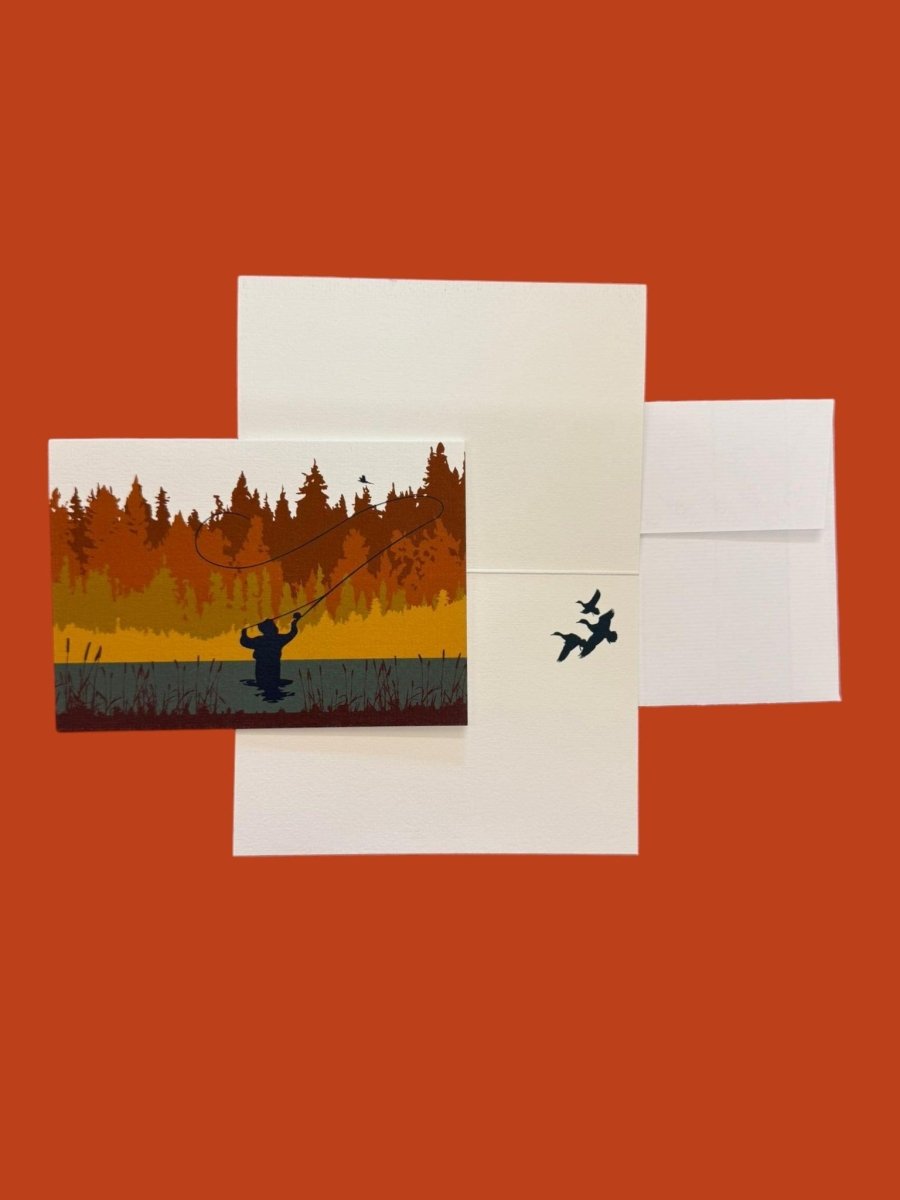 Autumn Fly Fishing Greetings Card with Lined Envelope