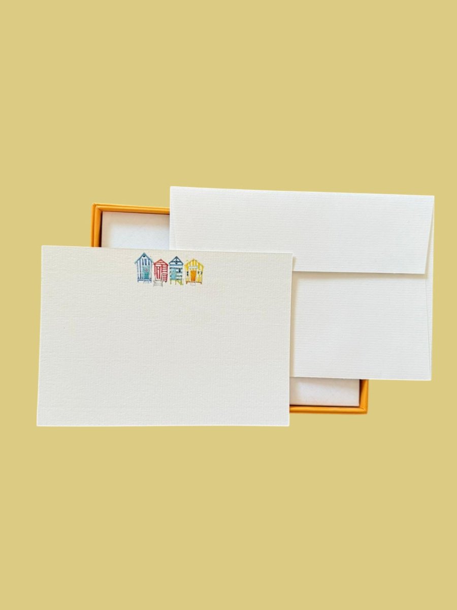 Beach Hut Notecard Set with Laid Envelopes