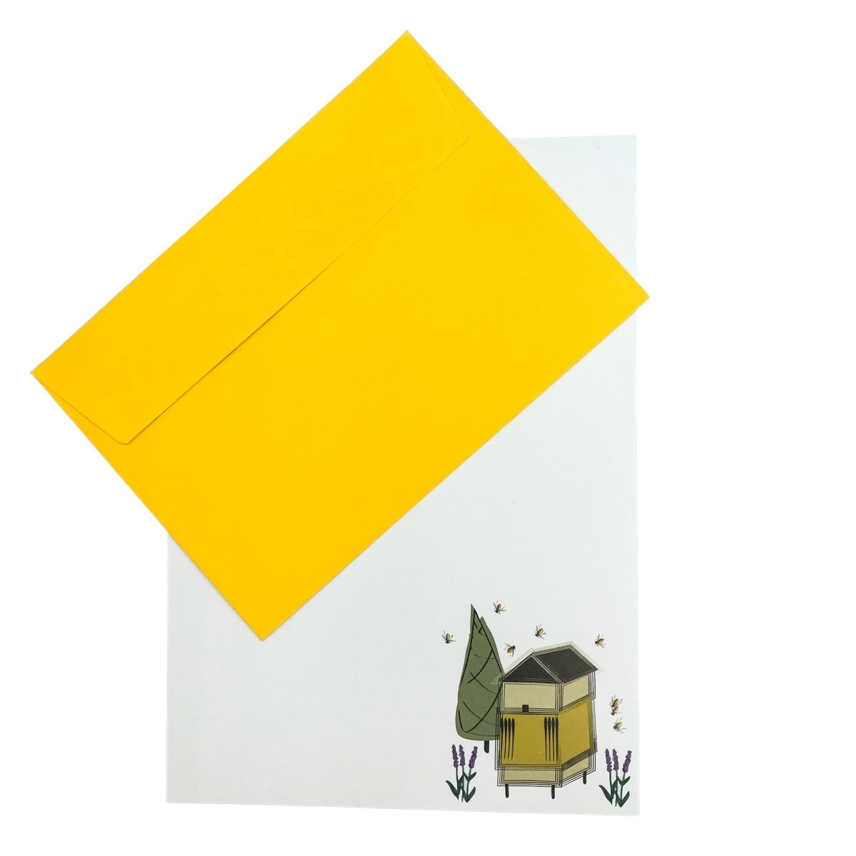 Bee Hive Letter Paper - Wove A5 Writing Paper - Mustard and Gray Ltd