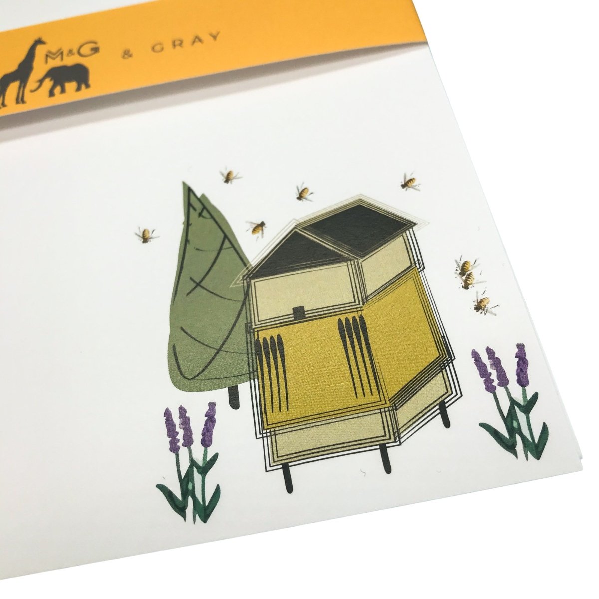 Bee Hive Letter Paper - Wove A5 Writing Paper - Mustard and Gray Ltd