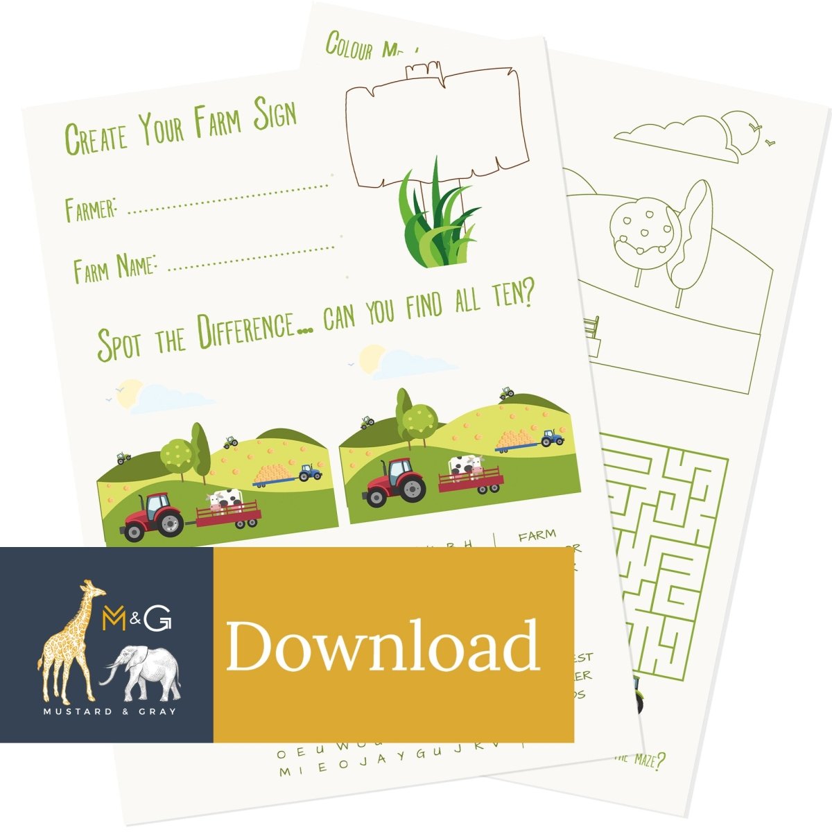 Bramble Hill Farm Activity Sheet Download - Mustard and Gray Ltd