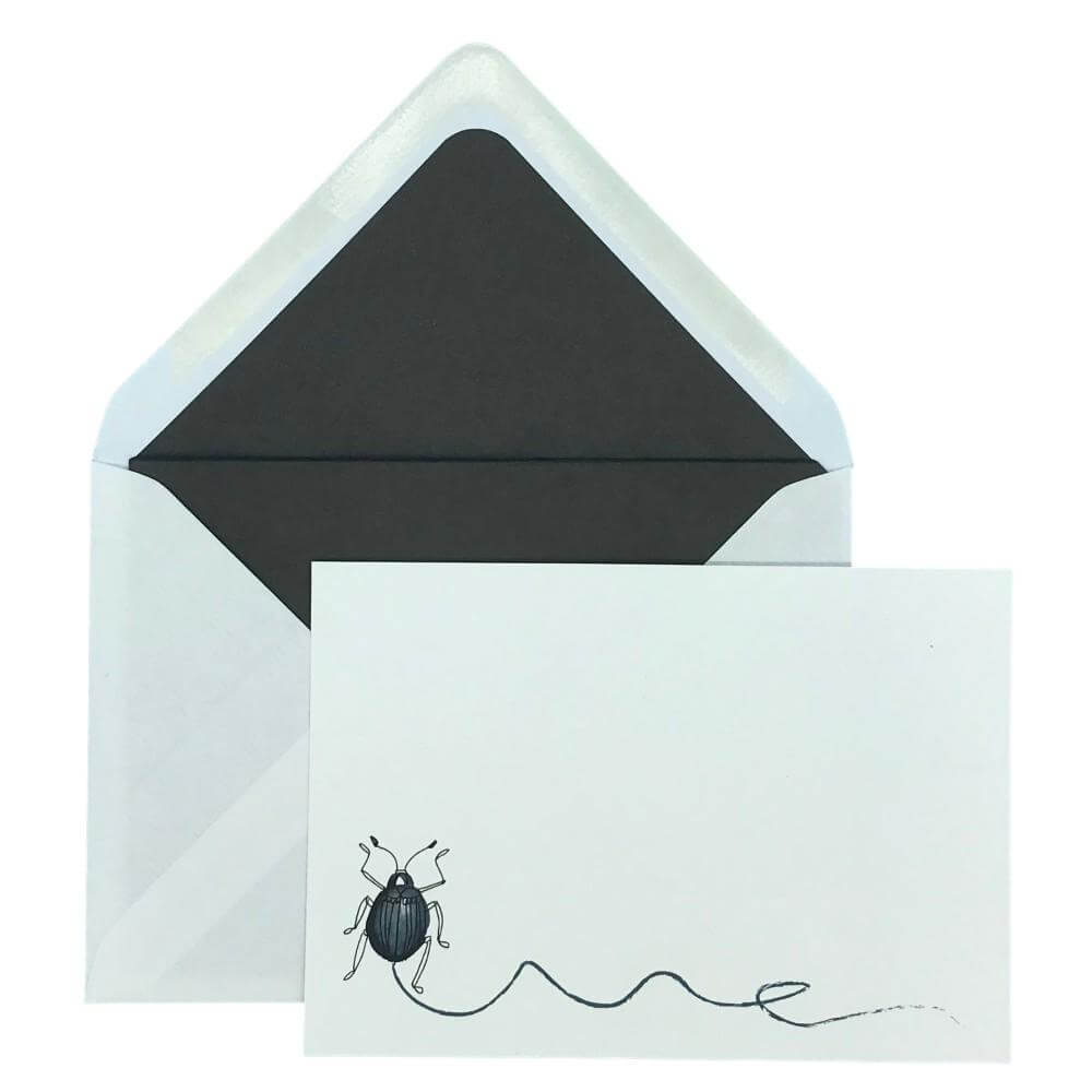 Buggy Scribble Notecard Set with Lined Envelopes - Mustard and Gray Ltd