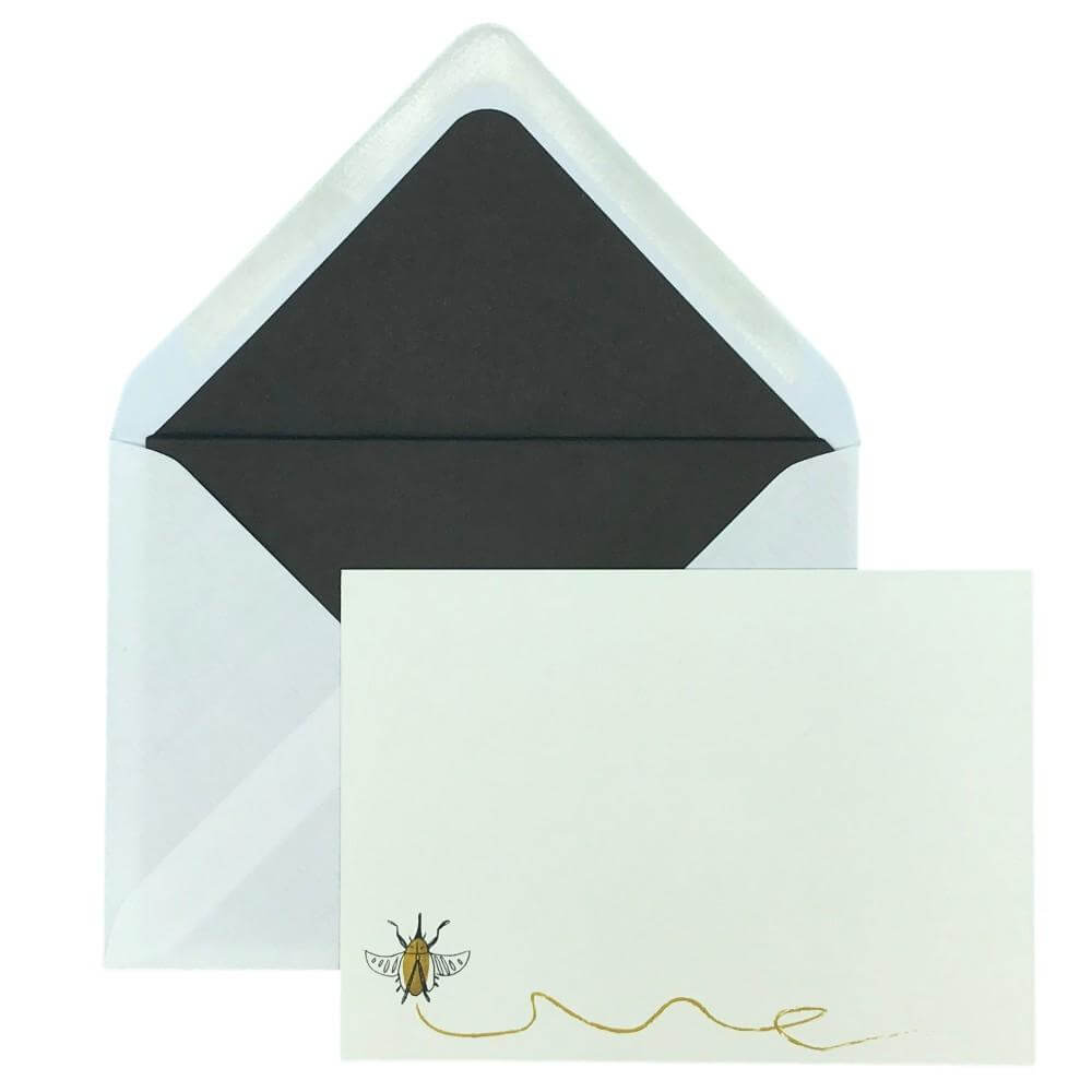 Buggy Scribble Notecard Set with Lined Envelopes - Mustard and Gray Ltd