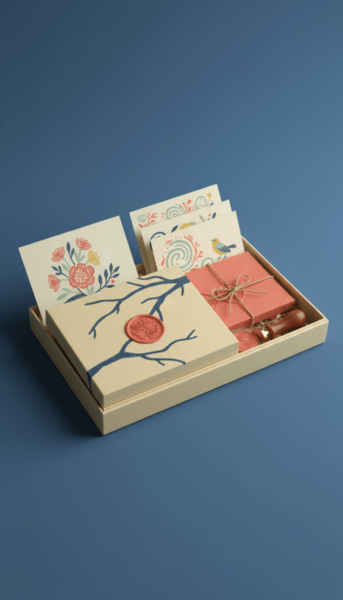 Coral red thank you set with wax seals