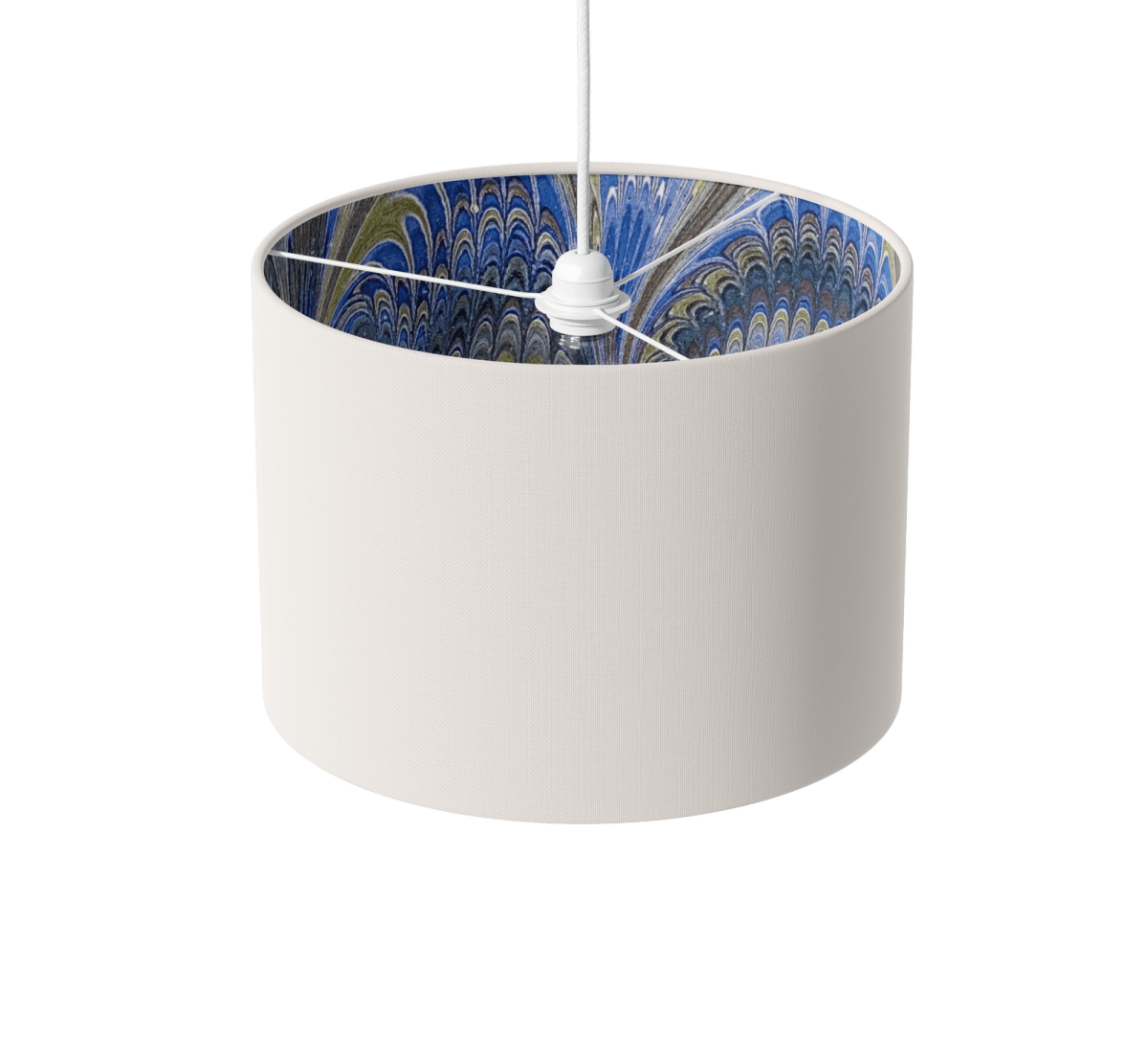 Cream and Peacock Marbled Lamp Shade - Mustard and Gray Ltd