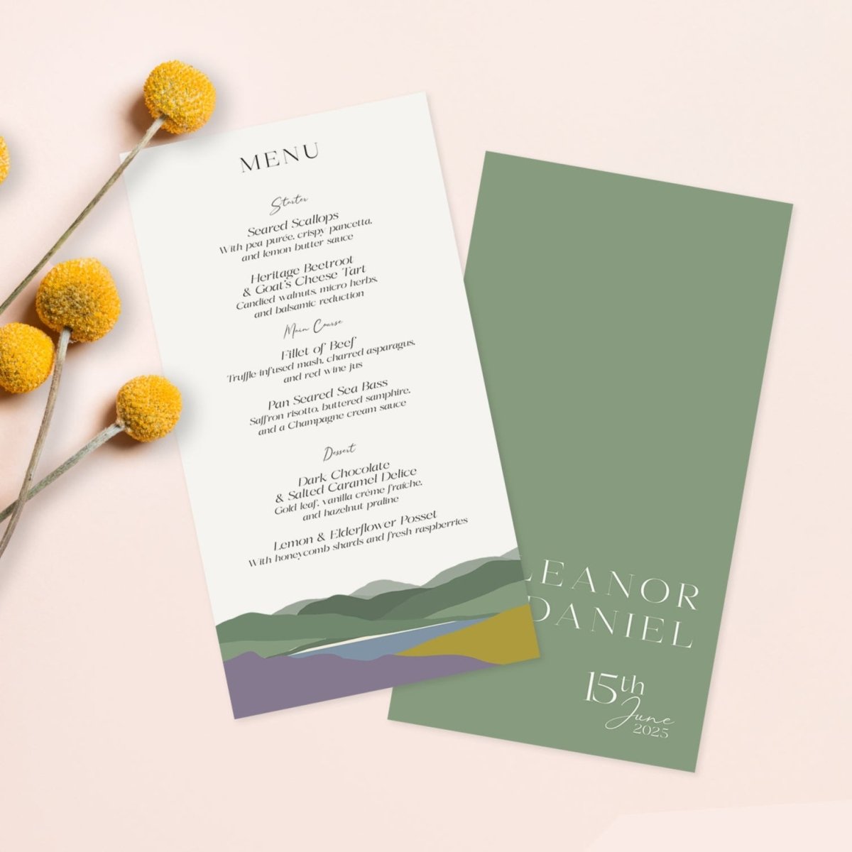 Darwin Wedding Menu Card