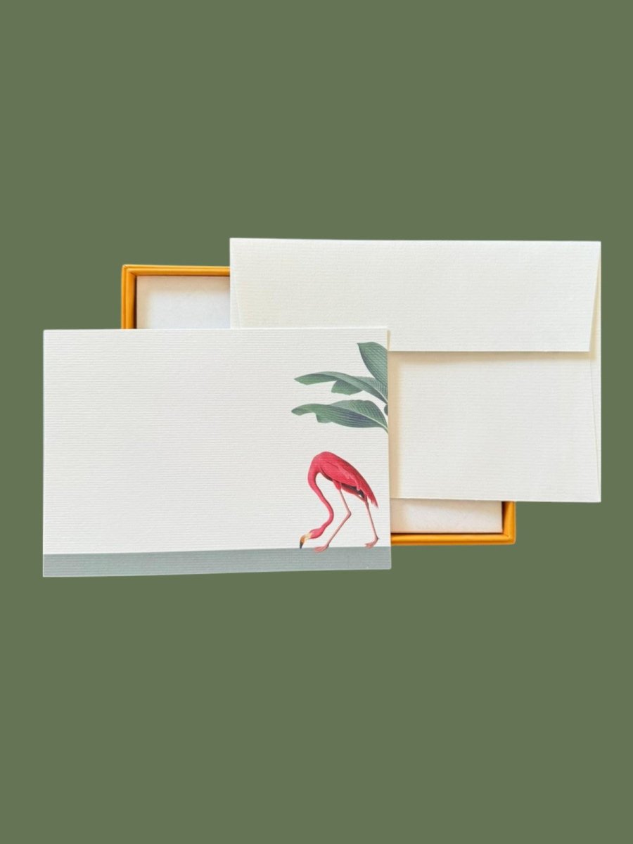 Darwin's Menagerie "Foraging Flamingo" Notecard Set with Laid Envelopes
