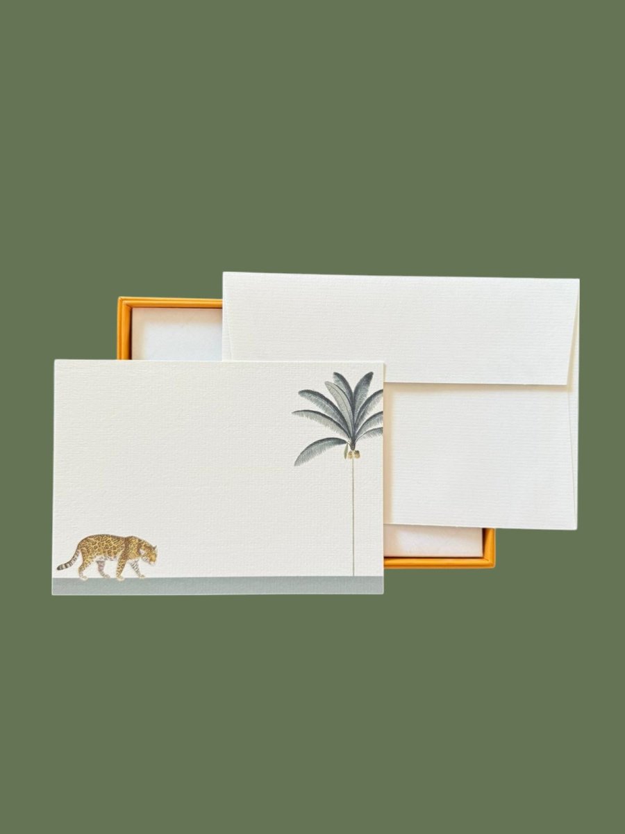 Darwin's Menagerie "Prowling Leopard" Notecard Set with Laid Envelopes