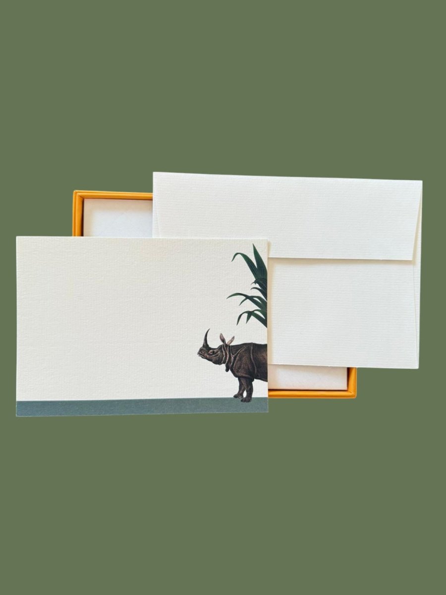Darwin's Menagerie "Reluctant Rhino" Notecard Set with Laid Envelopes