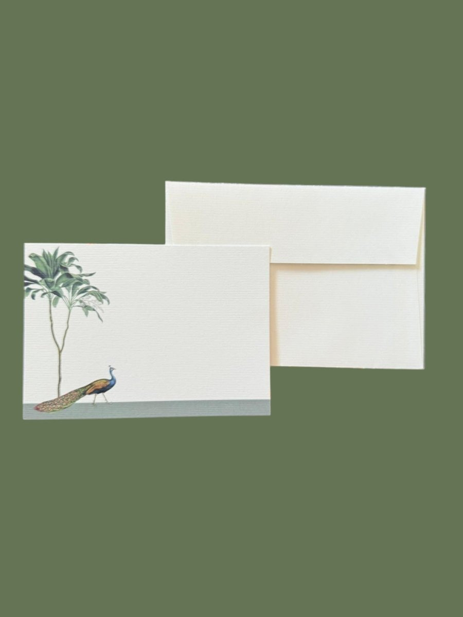 Darwin's Menagerie "Strutting Peacock" Notecard Set with Laid Envelopes