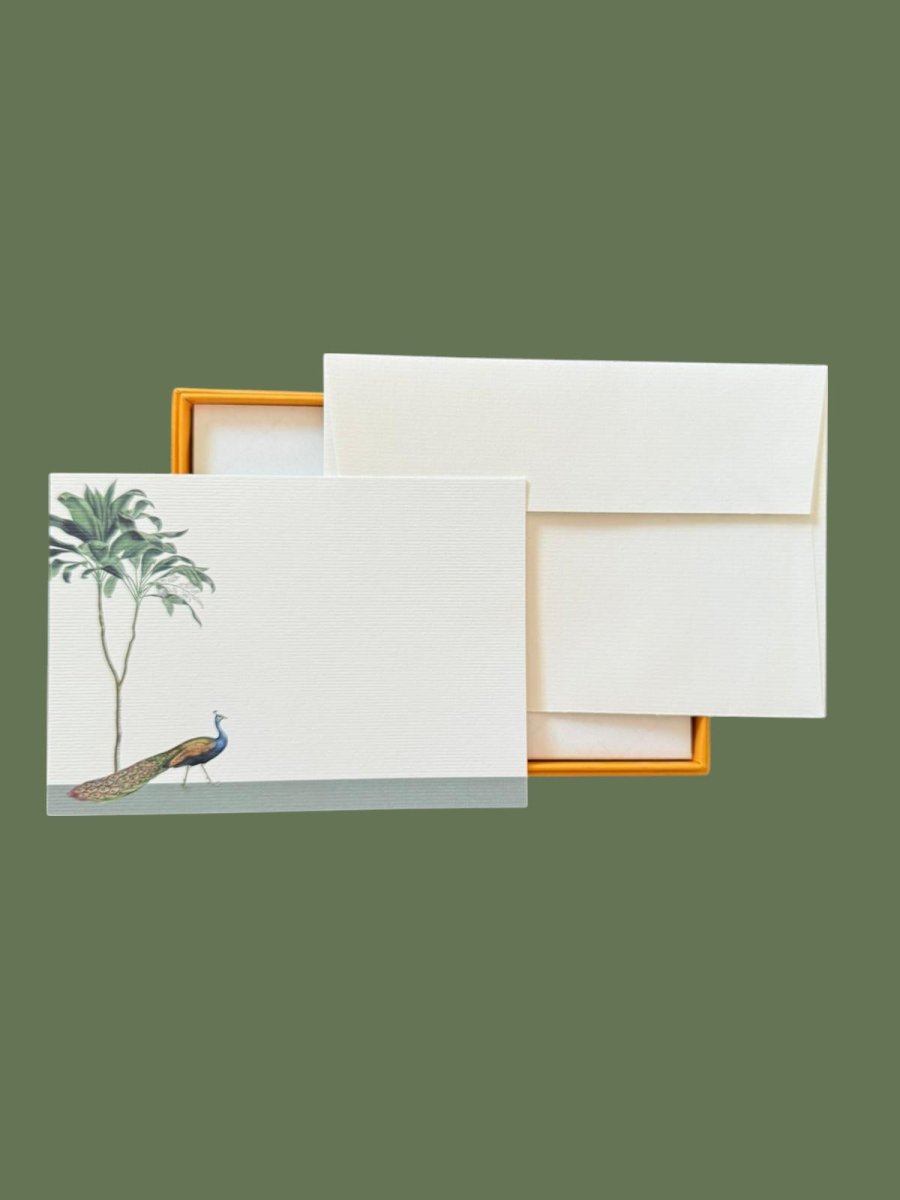 Darwin's Menagerie "Strutting Peacock" Notecard Set with Laid Envelopes