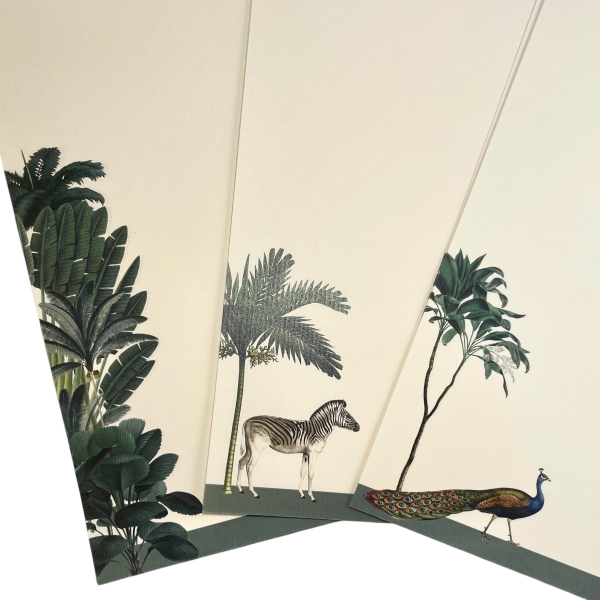 Darwin’s Menagerie Writing Paper Bundle with Habitat, Peacock and Zebra (72 Sheets) - Mustard and Gray Ltd