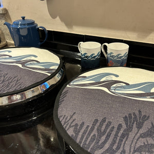 Deep Blue Sea Circular Hob Covers - Night - Mustard and Gray Ltd