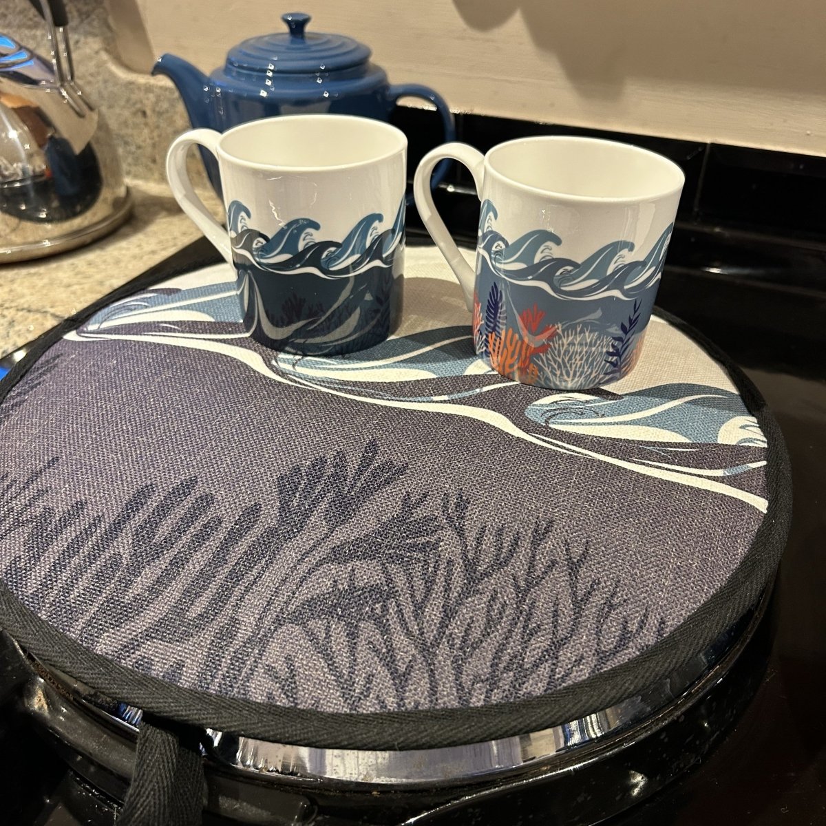 Deep Blue Sea Circular Hob Covers - Night - Mustard and Gray Ltd