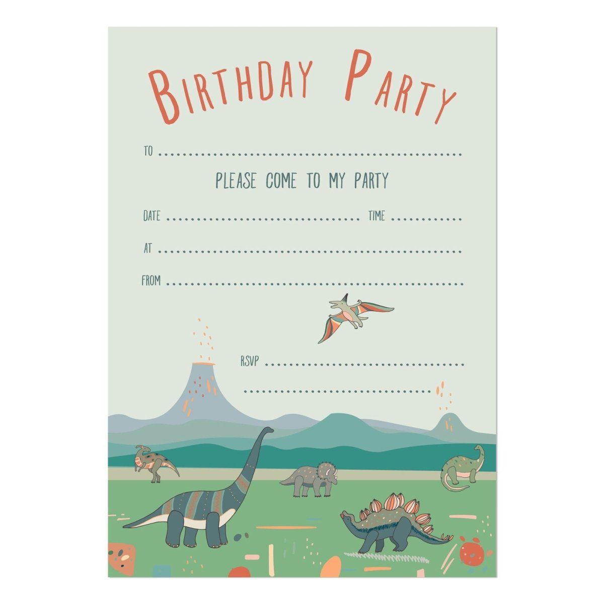Dinosaur Birthday Party Invitations - Mustard and Gray Ltd