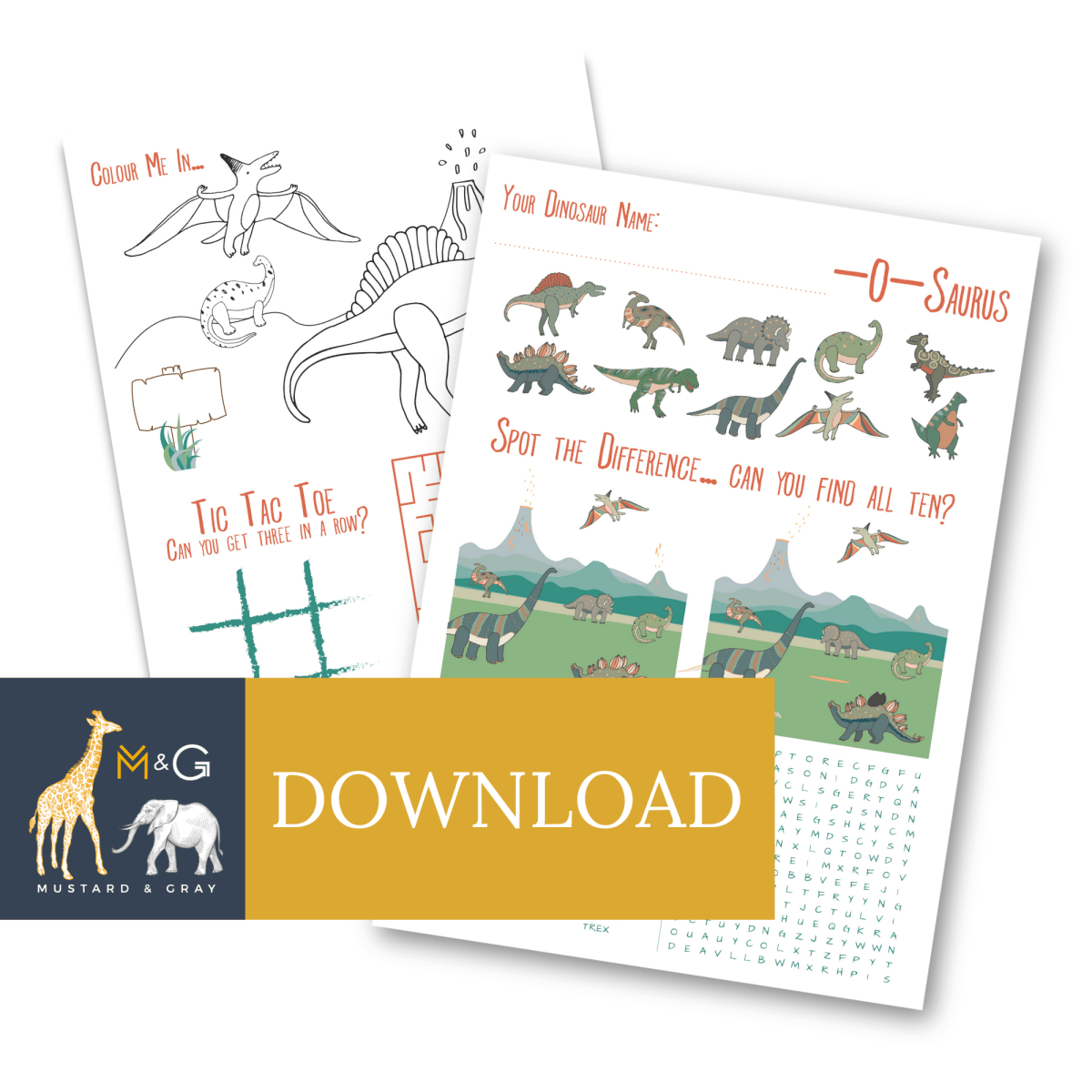 Dinosaur Party Activity Sheet Download