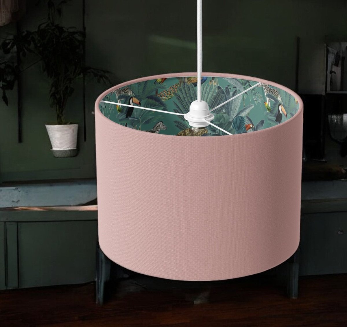 Dusky Pink & Green Darwin Lamp Shade - Mustard and Gray Ltd