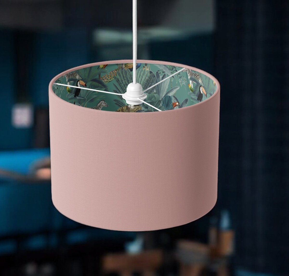 Dusky Pink & Green Darwin Lamp Shade - Mustard and Gray Ltd