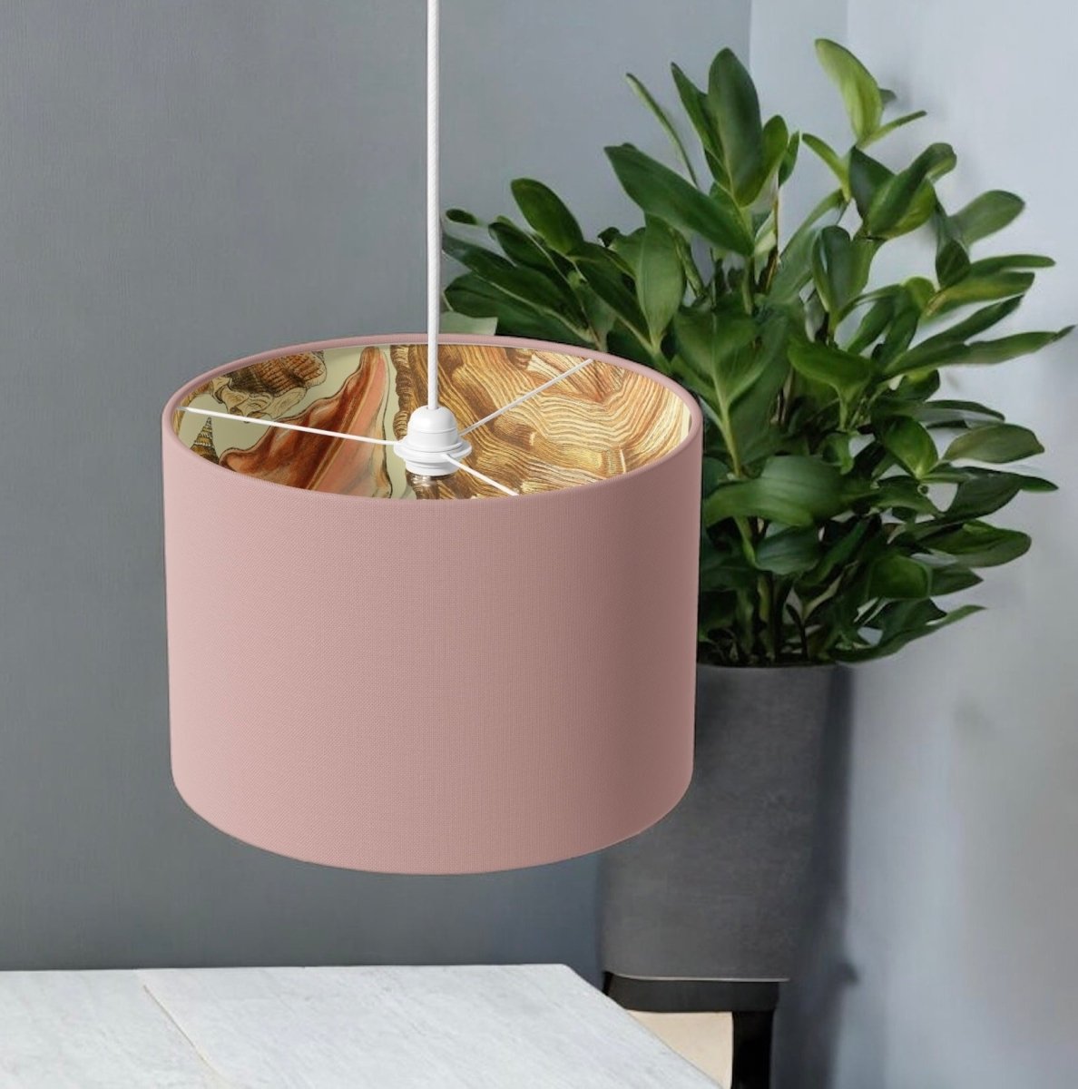 Dusky Pink & Shell Lamp Shade - Mustard and Gray Ltd