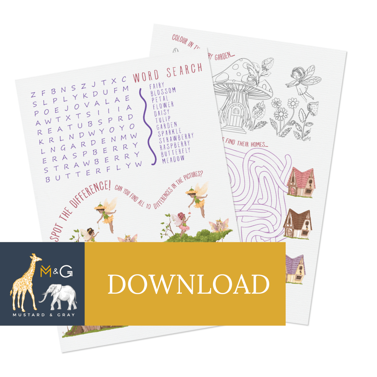 Flower Fairys Activity Sheet Download - Mustard and Gray Ltd